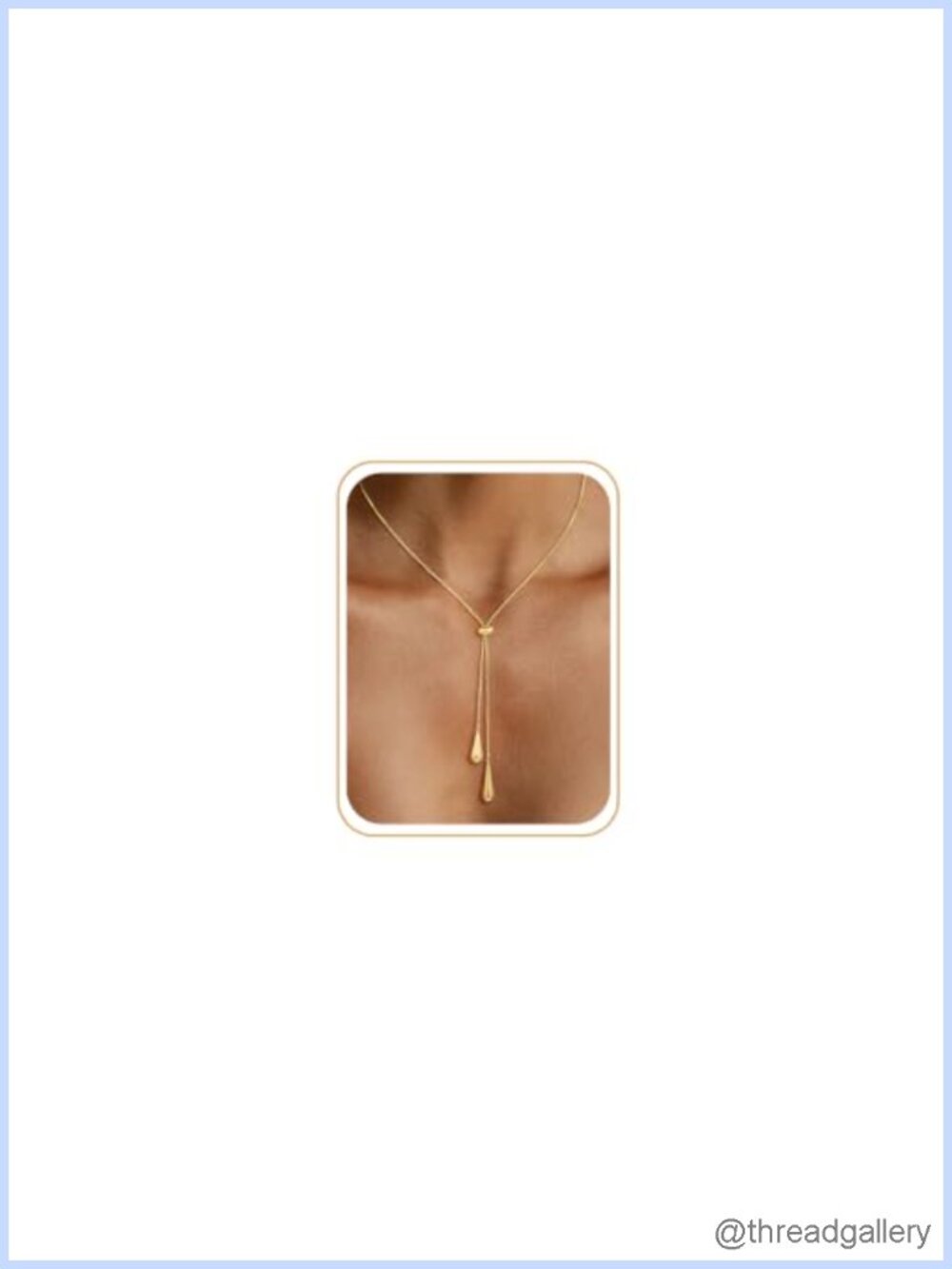 14k Gold Plated Y Lariat Necklace Dainty Layered CZ Beaded Drop